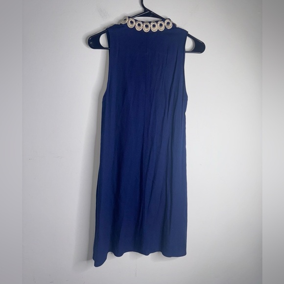 Lilly Pulitzer Navy Dress with Gold Embellishment and Front Zipper - Picture 3 of 9